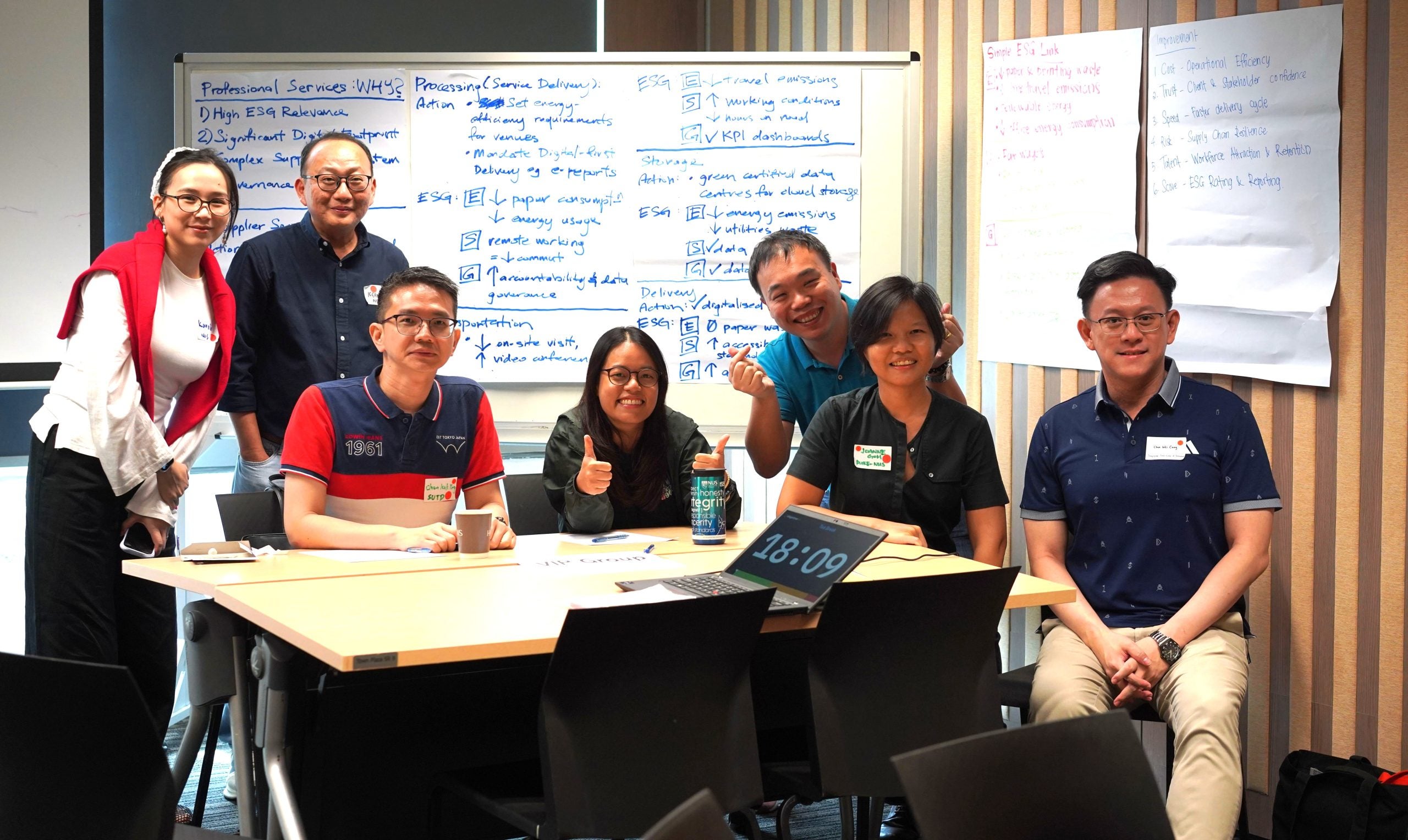 Participants from autonomous universities after a workshop at NUS ProcureGreen 2026, where they worked together to craft actionable ESG proposals. 